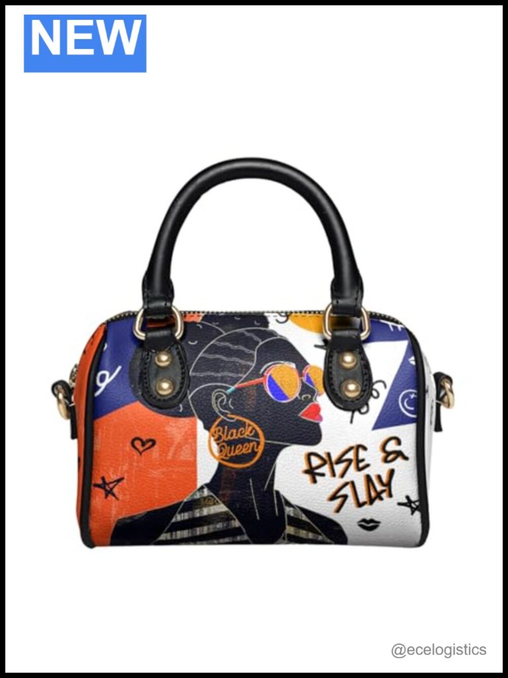 Afrocentric Art Mini Satchel - Premium Vegan Leather Crossbody Bag